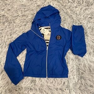 Hollister hooded royal blue rain jacket